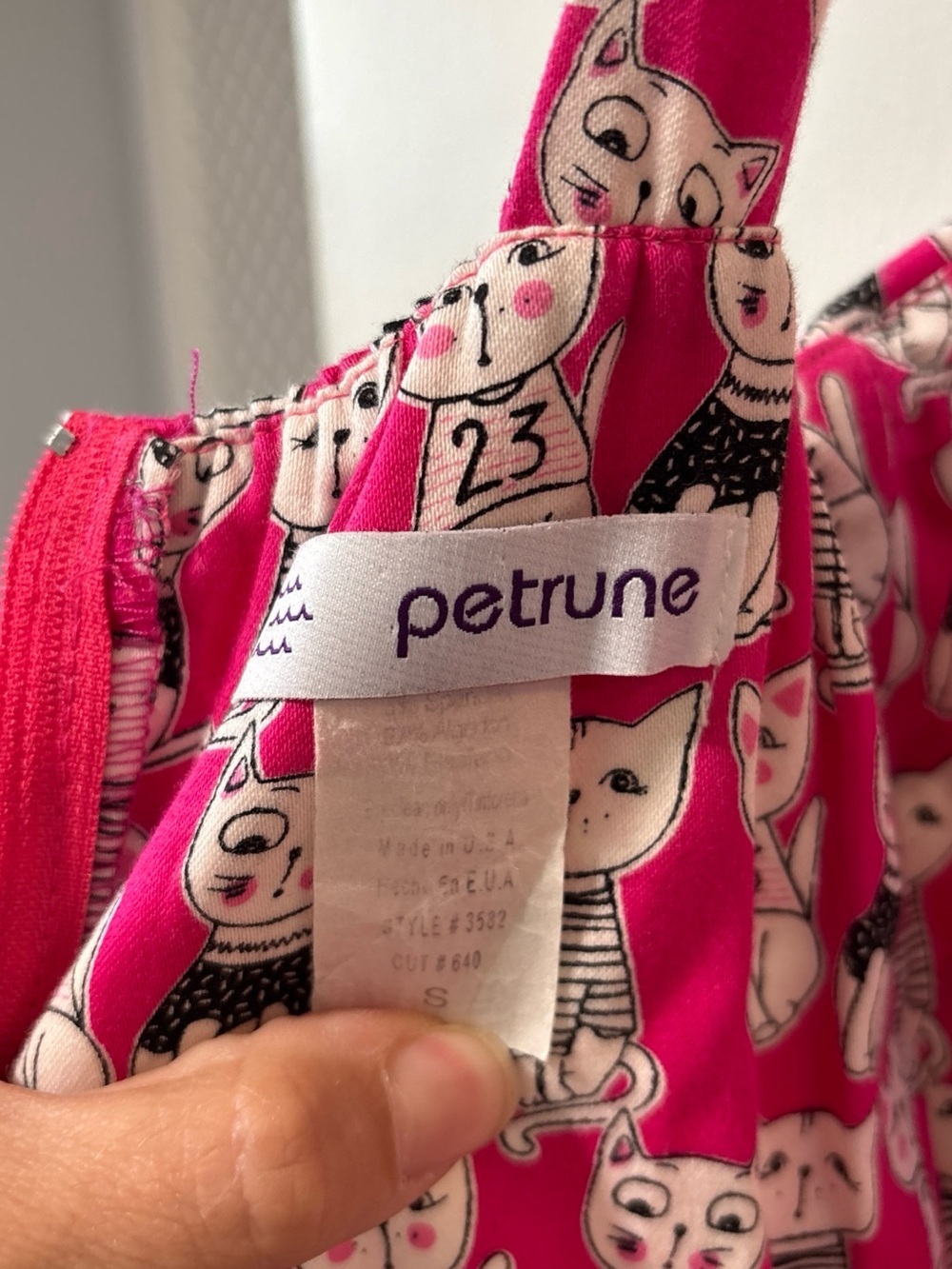 Petrune Kitty Cat Print Retro Pink Fit & Flare Skater Dress Rockabilly Pinup S - Picture 5 of 6